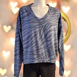 Animal Print V-Neck Sweatshirt - Size Medium